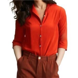 Vintage 50s Red Button-up Cotton Shirt Womens XSmall Small